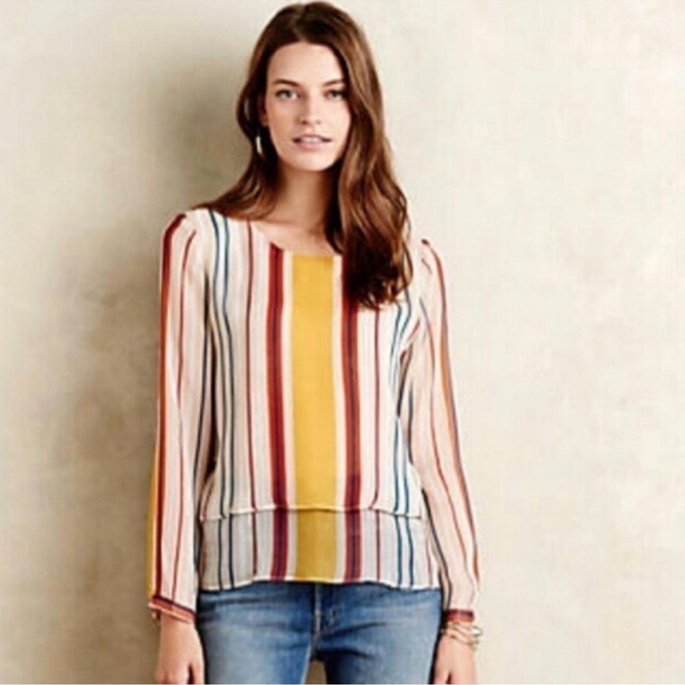 Anthropologie Maeve Zelda Swing silk Layered Blouse‎